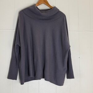 Garnet Hill Womens  Gray Cashmere Cowl Neck Sweater Oversized  Knit Size M